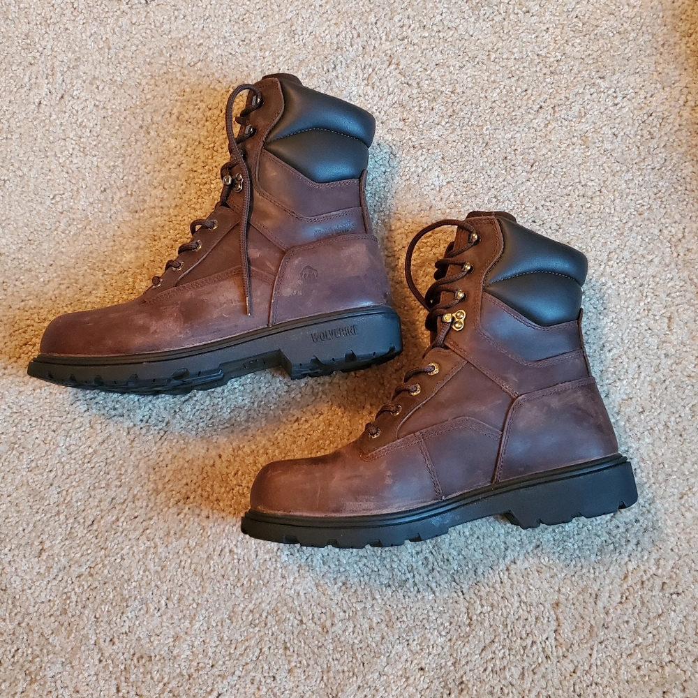 Wolverine Brown Distressed Leather Work Boots